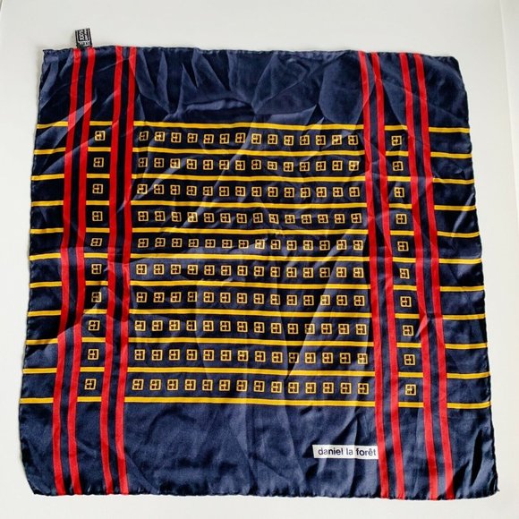 Daniel La Foret 100% Silk Scarf Neck Purse Hair Square Multicolor Hand Rolled - Picture 1 of 7